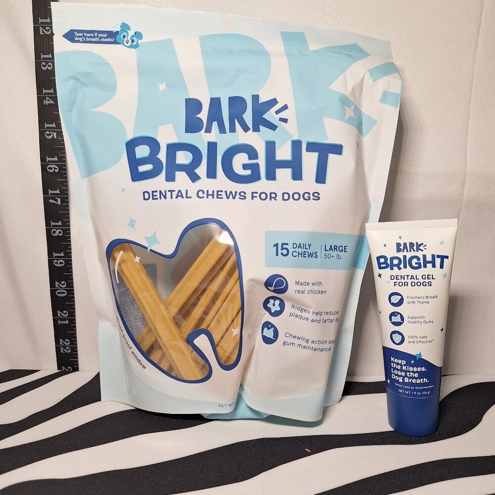 NWT Bark Bright Dental Chews Large & NWT Bark Bright Dental Gel